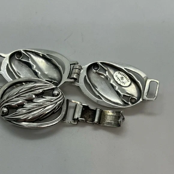 DANECRAFT 925 Silver Vintage Floral Leaf Link Chain Bracelet